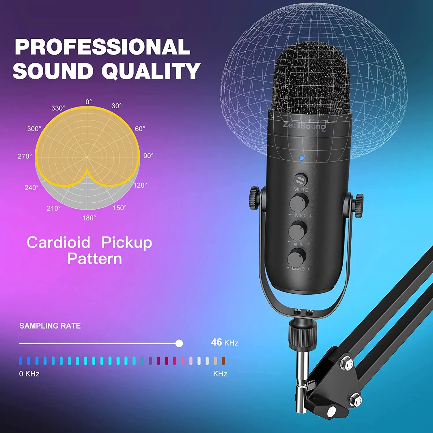 Zealsound Professional USB Streaming Podcast PC Microphone - image 2