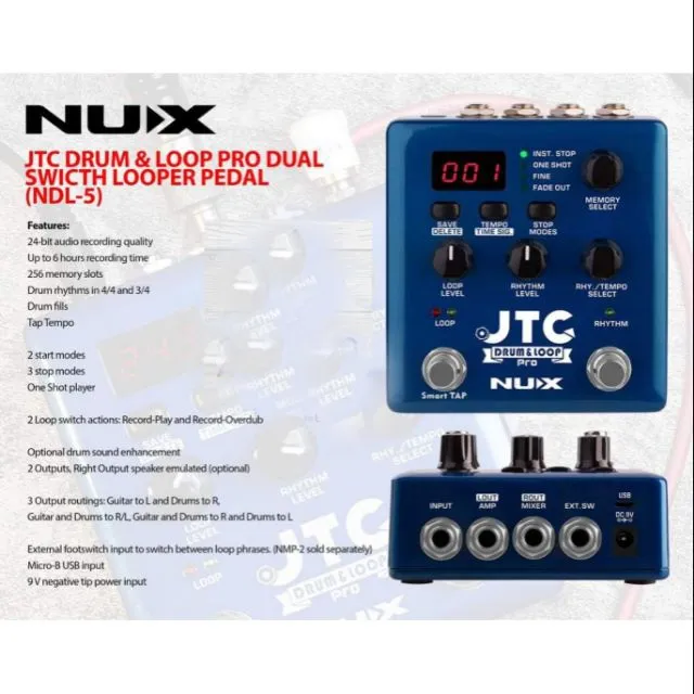 NUX NDL-5 JTC PRO Dual Switch Looper 6 Hrs Recording - image 5