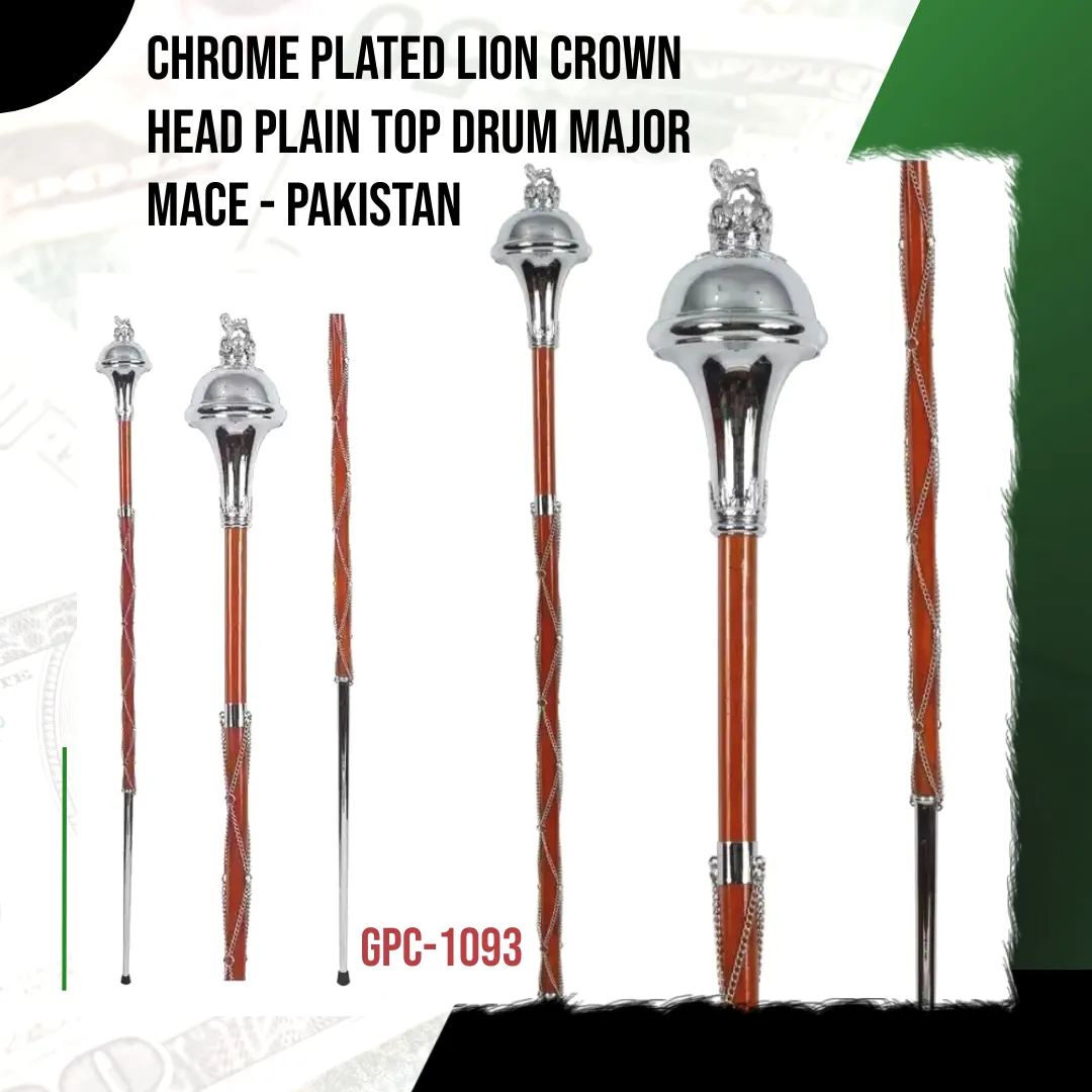 Generic Drum Major Mace Chrome Plated Lion Crown Head