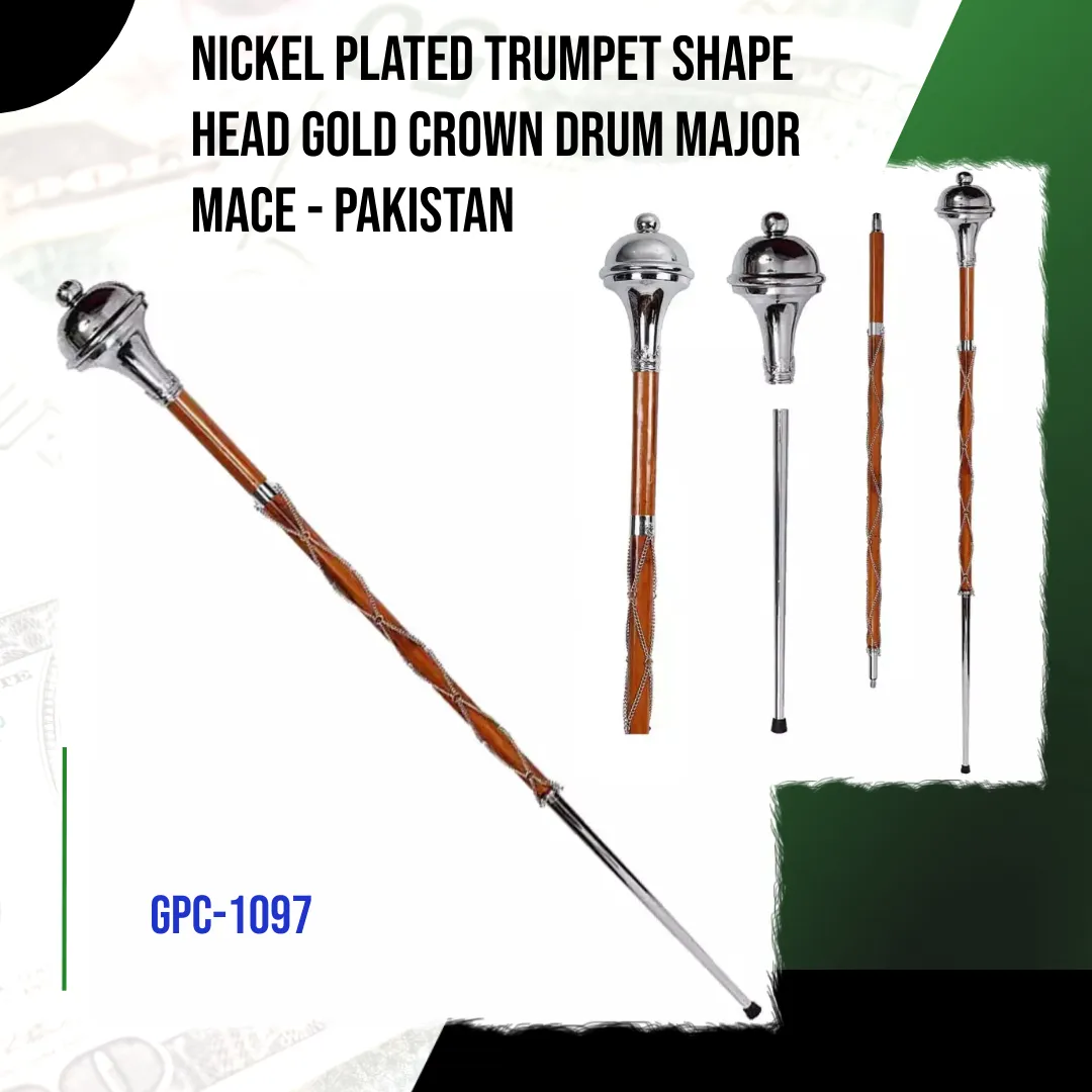 Staves & Stick Drum Major Mace Plain Head Ball Top Chrome