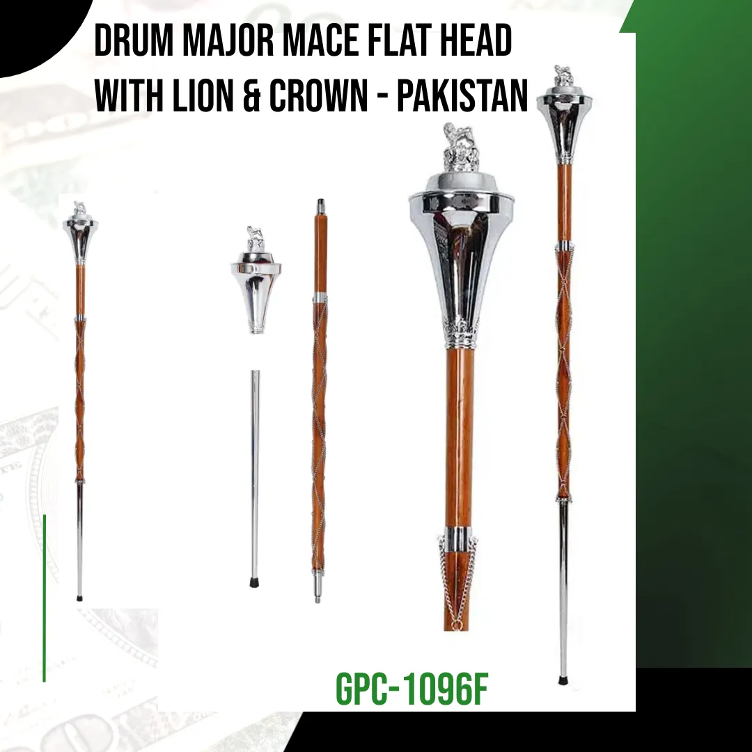 Drum Major Mace/Leader Stick Chrome Lion & Crown