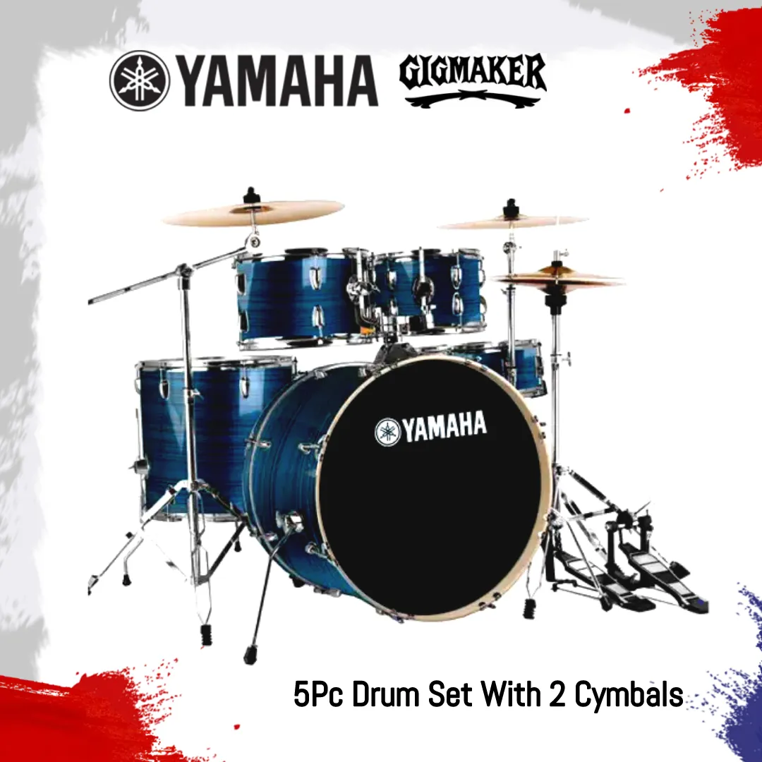YAMAHA Gig Maker 5Pc Acoustic Full Drum Set Blue