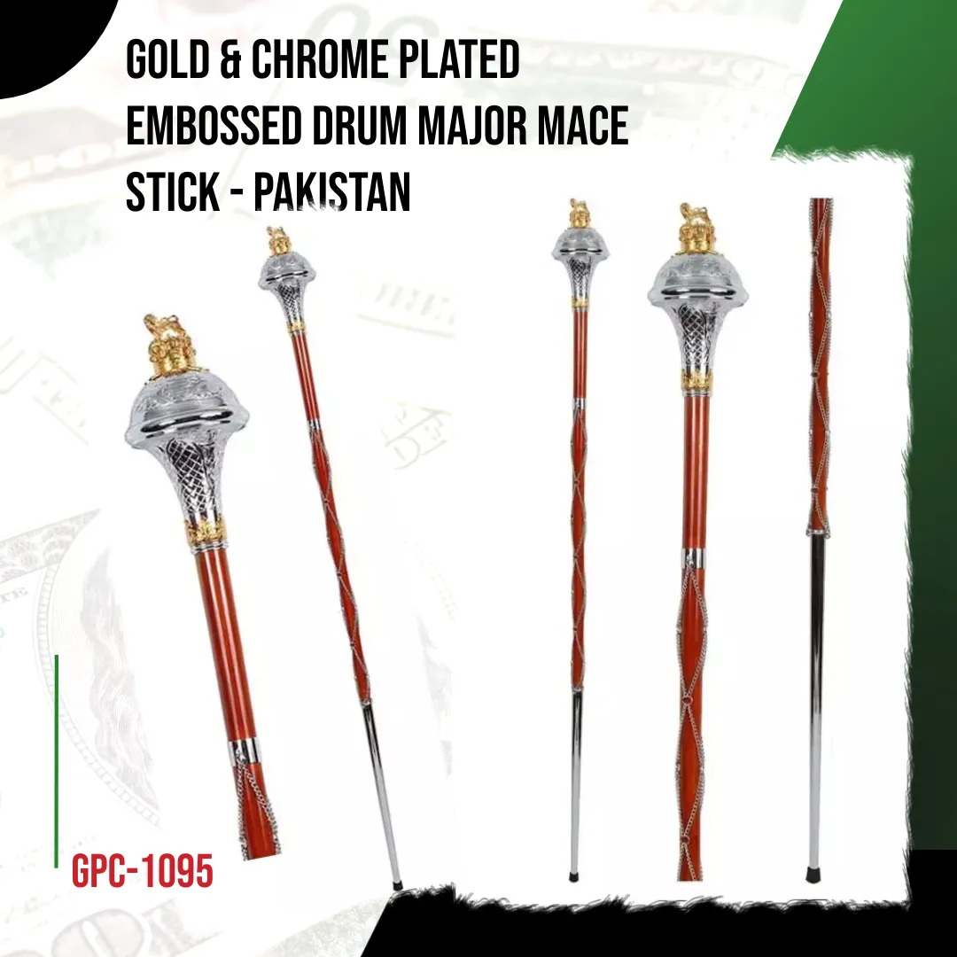 Generic GPC-109 Gold Chrome Plated Embossed Mace Stick