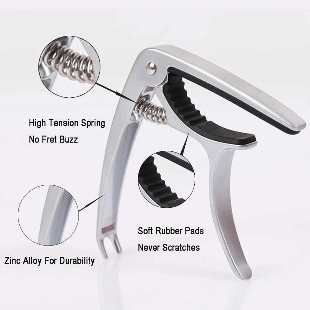 Gold High Quality Professional Spring Loaded Zinc Alloy Metal Capo - image 5