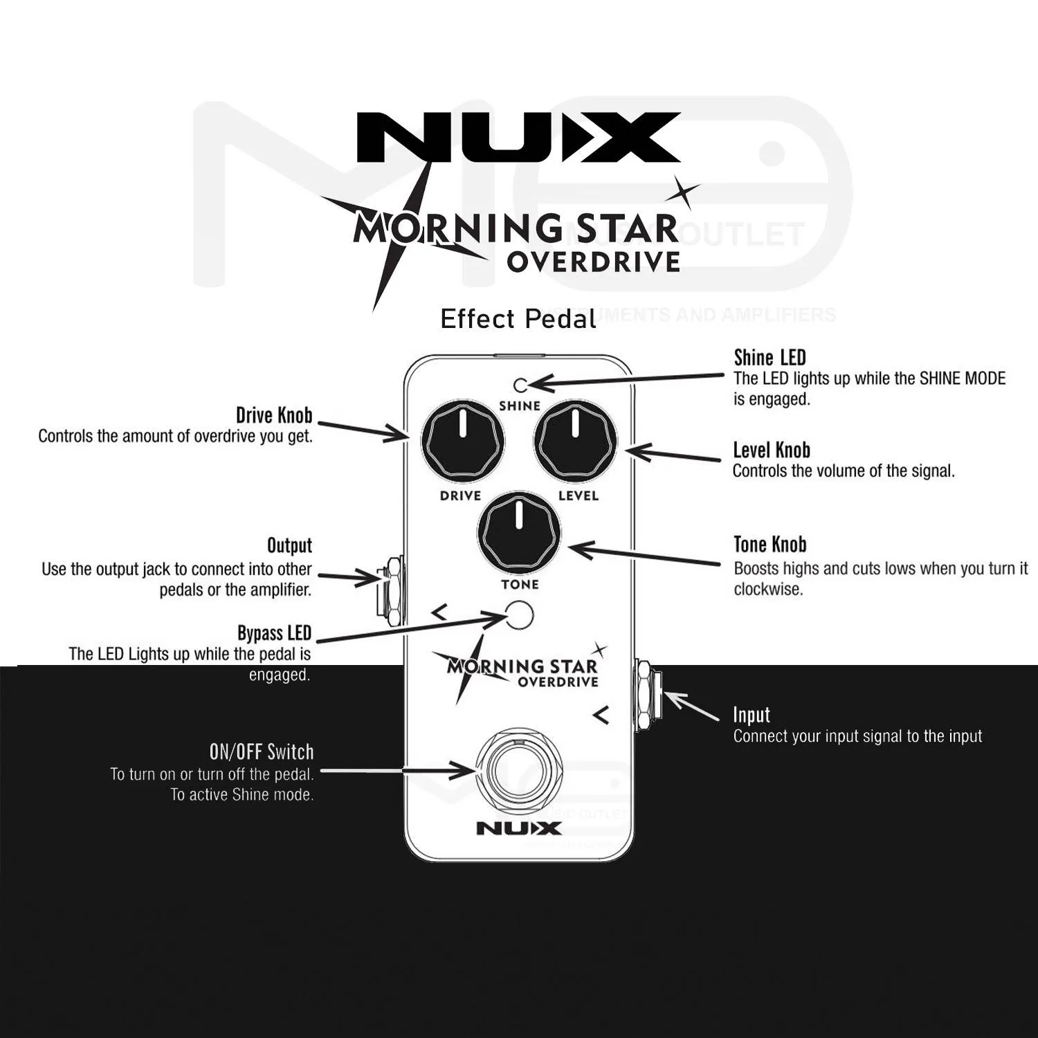 NUX NOD-3 Morning Star Guitar Overdrive Effect Pedal - image 8