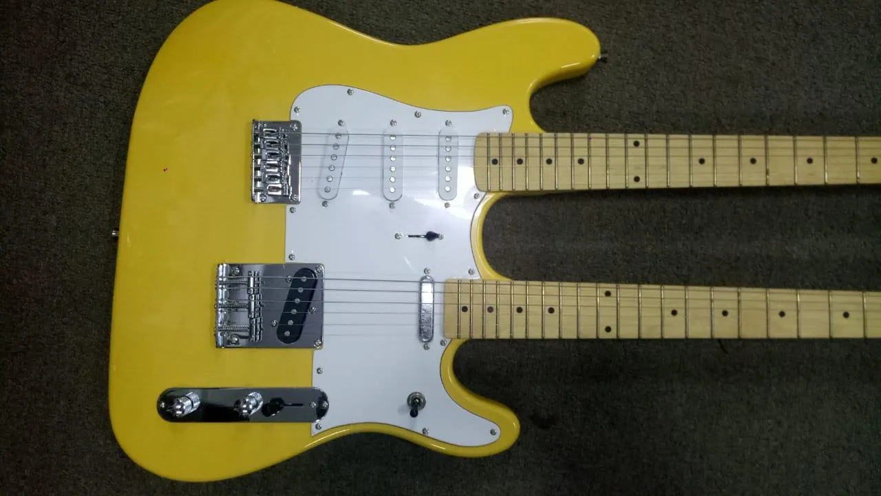 Sun Smile Double Neck Electric Guitar Yellow