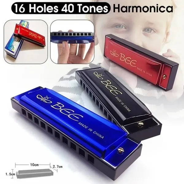 Bee 16 Holes Harmonica Multicolor Simple Tone Quality - image 2
