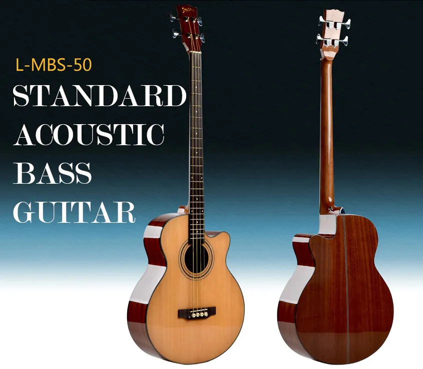 DEVISER Electric Acoustic Bass Guitar 4 String Natural