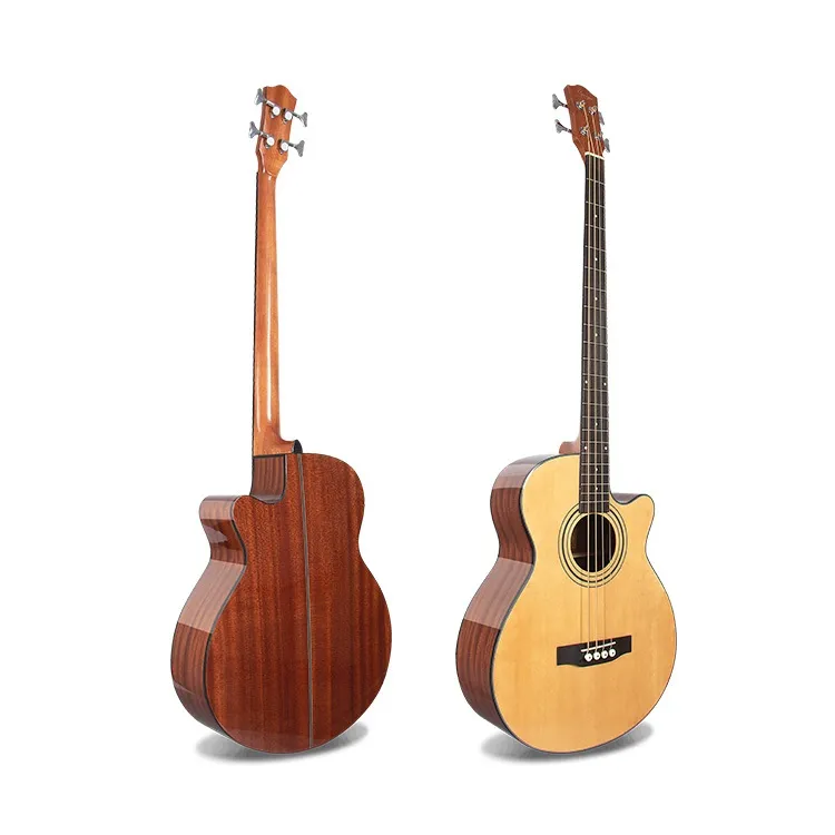 DEVISER Electric Acoustic Bass Guitar 4 String Natural - image 2