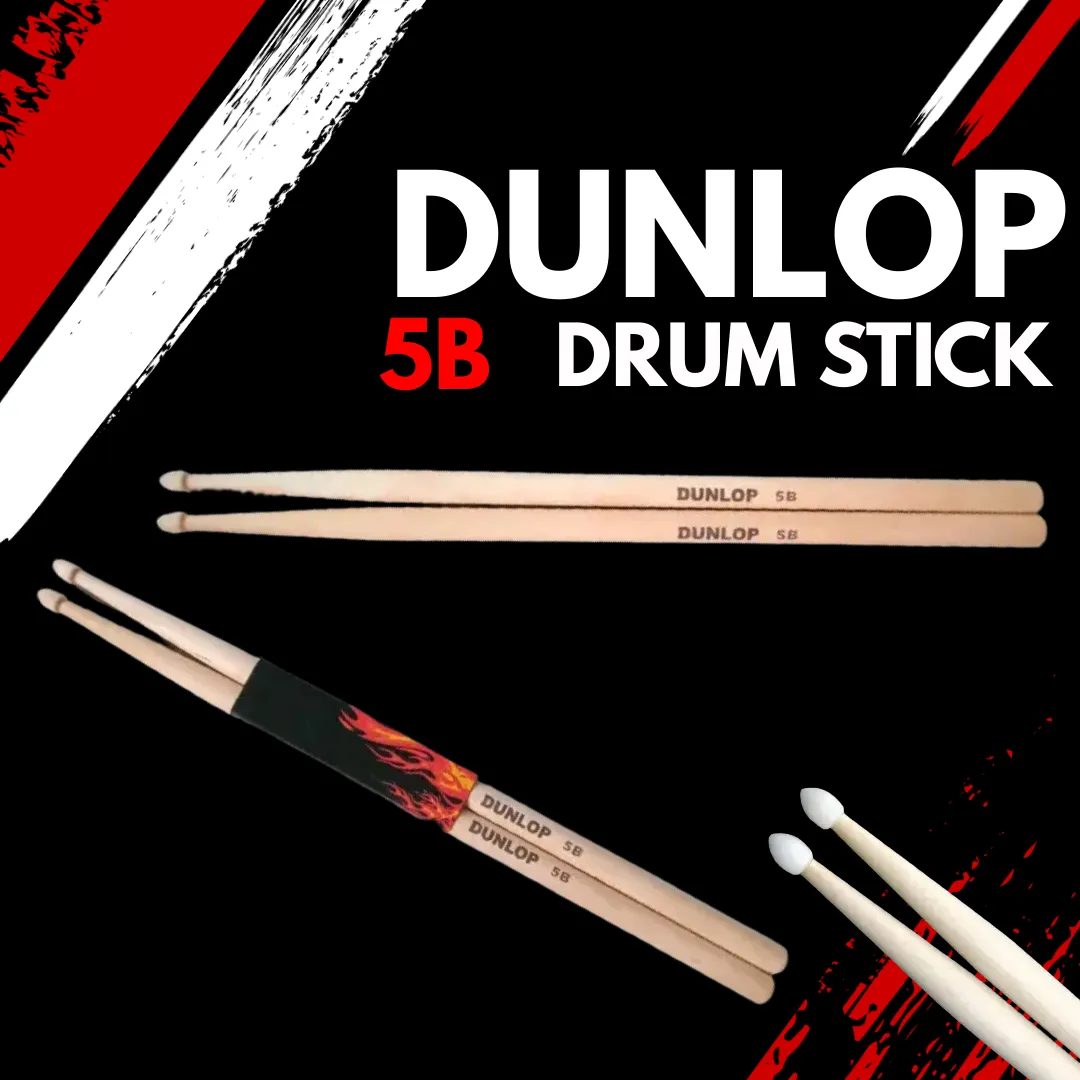 DUNLOP 5B Drumsticks, Oval Wooden Tip
