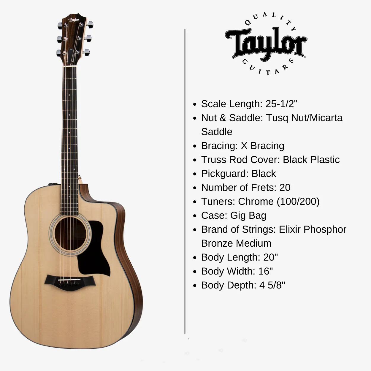 Taylor 110CE Layered Walnut Dreadnought Cutaway Guitar - image 2