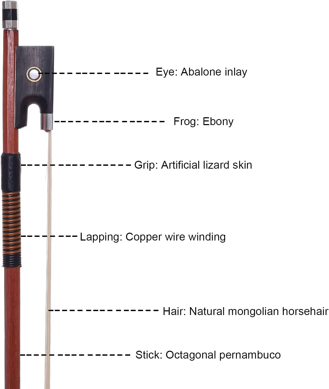AMZZ 4/4 Violin Bow Brazilwood Octagonal Stick Ebony Frog - image 3