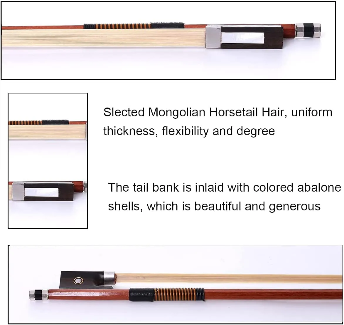 AMZZ 4/4 Violin Bow Brazilwood Octagonal Stick Ebony Frog - image 5