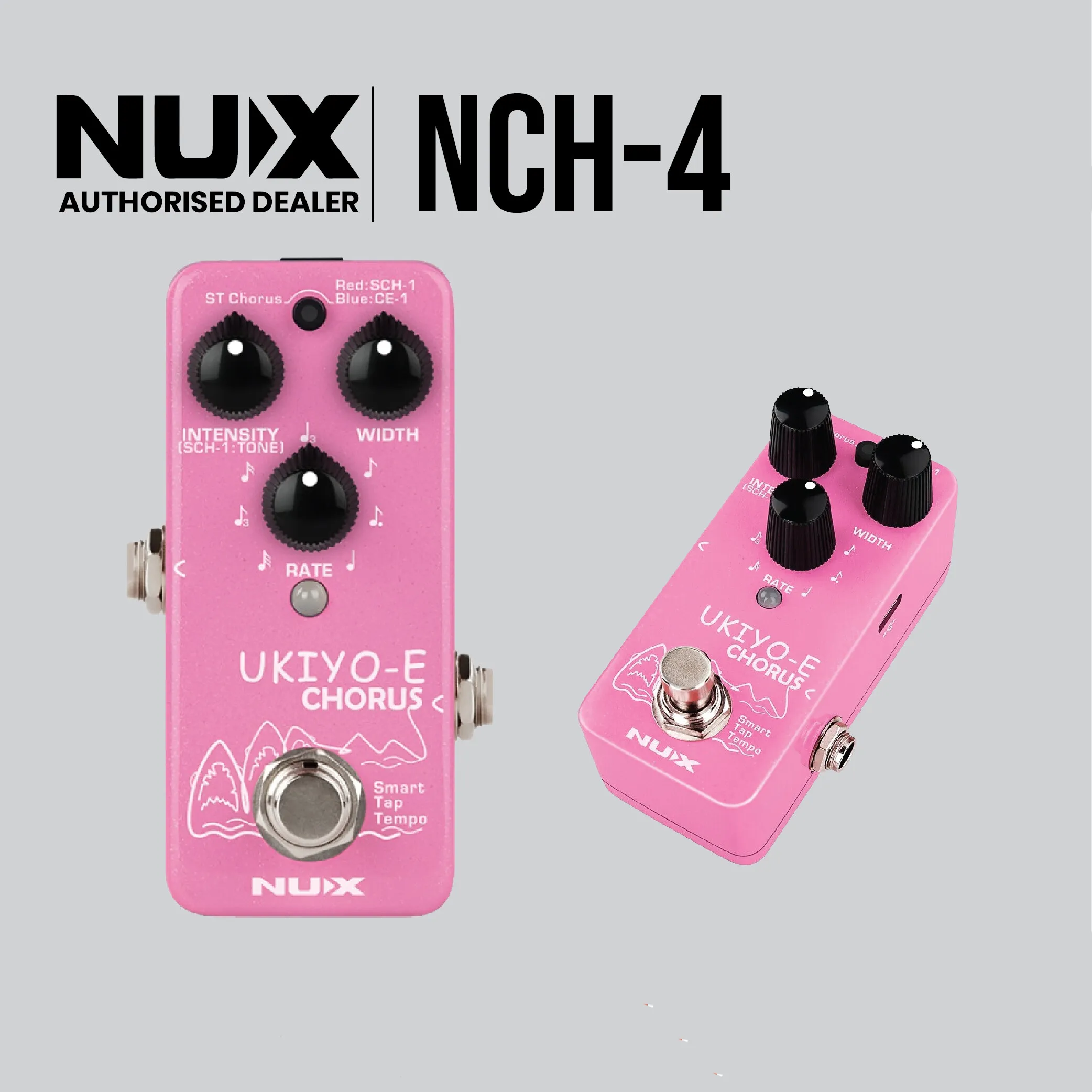 NUX NCH-4 UKIYO-E Mini Chorus Guitar Effects Pedal Pink
