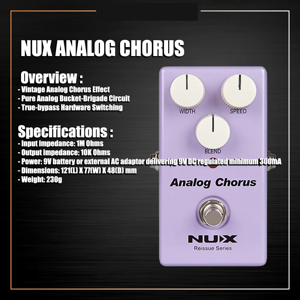 NUX Analog Chorus Reissue Pedal Pure Analog BBD Circuit - image 2