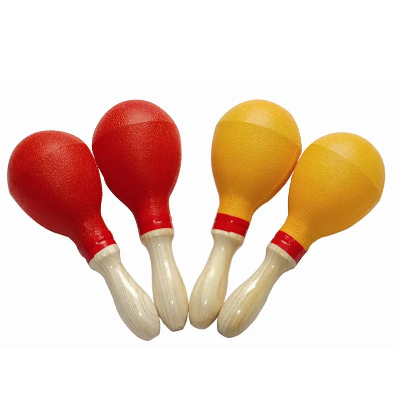 Generic Full Size Plastic Shaker Maracas Yellow/Red Percussion
