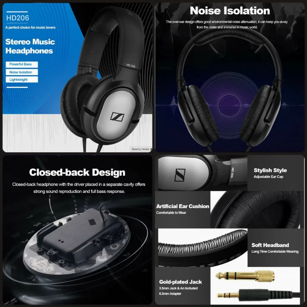 SENNHEISER HD 206 Closed-Back Over Ear Headphones - image 4