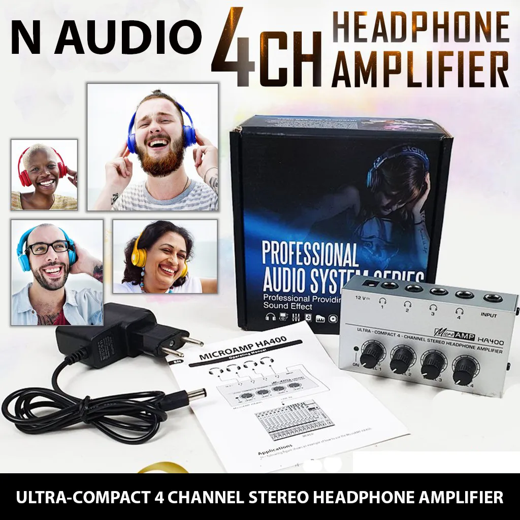 N Audio HA400 4 Channels Mini Audio Stereo Headphone Amplifier