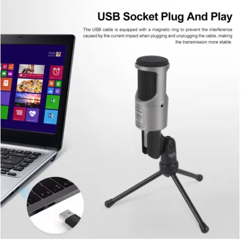 XTUGA U-188 USB Condenser Microphone Built in Monitor - image 6