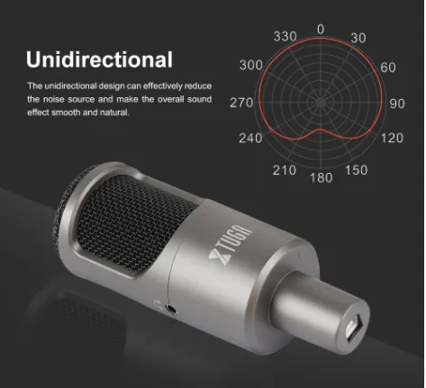 XTUGA U-188 Silver USB Condenser Desktop Microphone - image 4