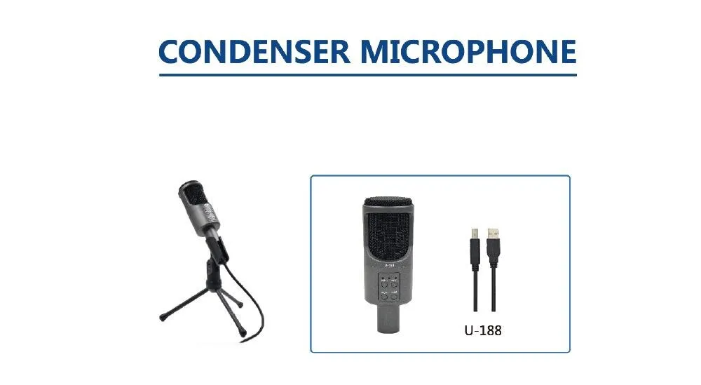 XTUGA U-188 Silver USB Condenser Desktop Microphone - image 5