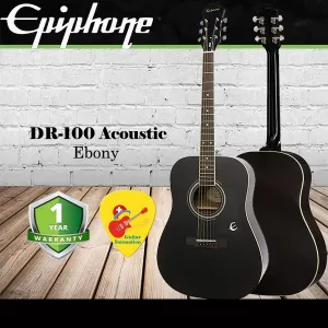 Epiphone Songmaker DR-100 Ebony Solid Top Acoustic Guitar