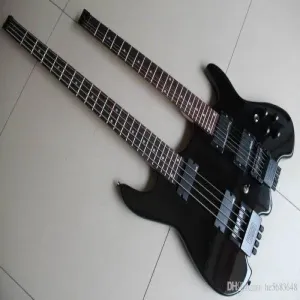 Sun Smile Headless Double Neck Electric Guitar - Black