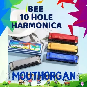 Bee 10 Holes Harmonica Mouth Organ Multicolor