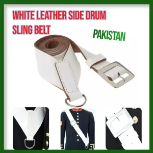 Generic White Leather Side & Tenor Drum Sling Belt