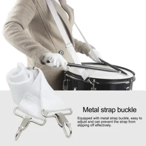 Generic Snare Side Drum Belt Strap White Metal Clips