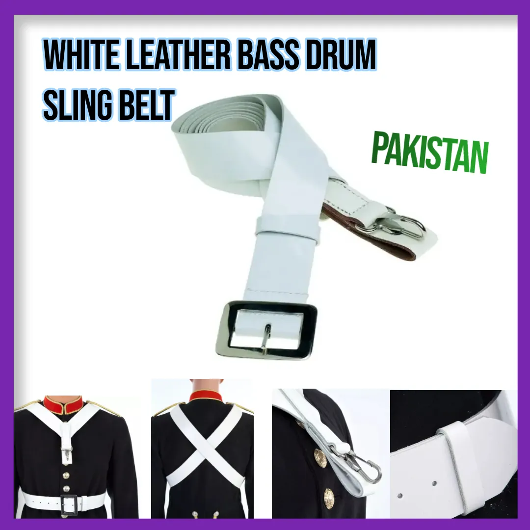 Generic White Leather Bass Drum Sling Belt