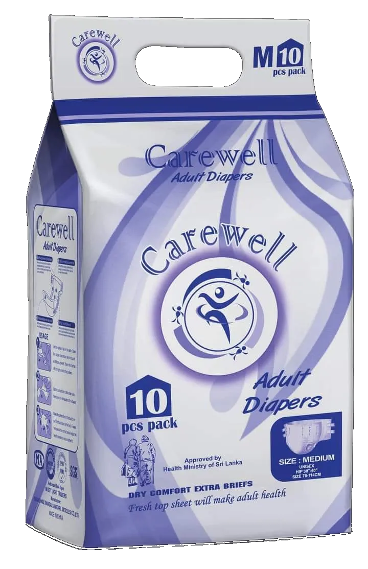 Carewell Adult Diapers Medium, 10 Pieces