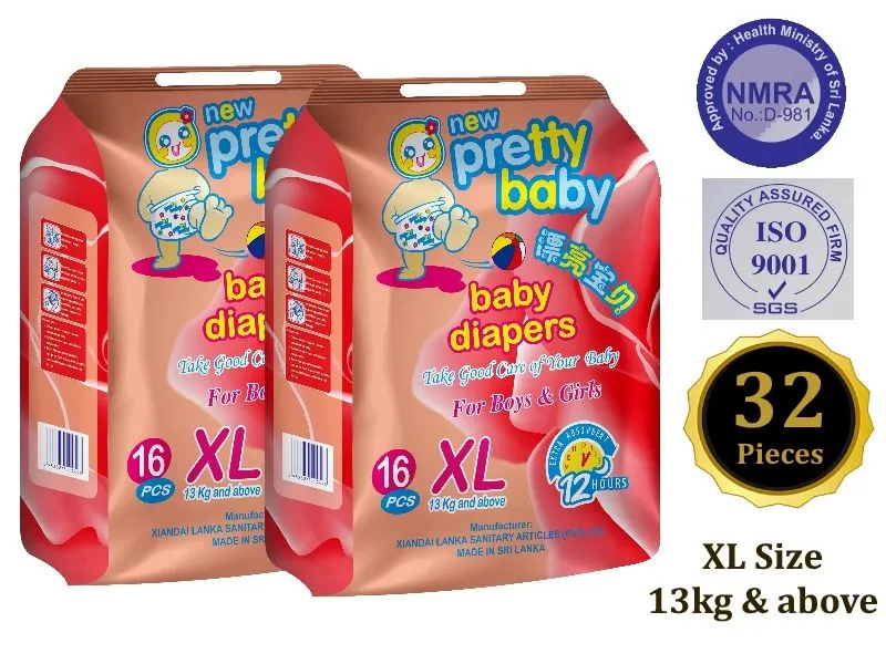 Pretty Baby Diapers XL Essential Pack Leakage-Proof