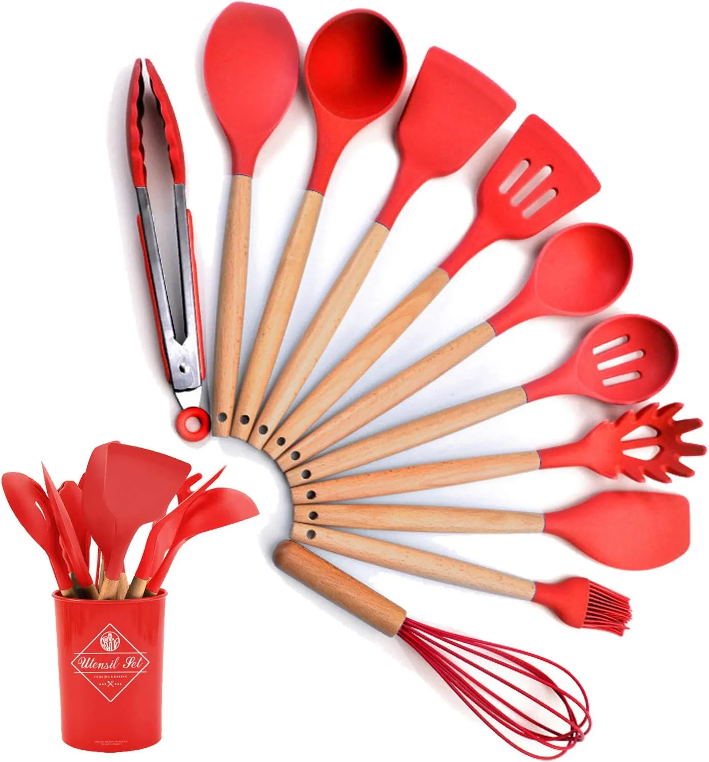 Red Non Stick Silicone Spatula Set for Cooking