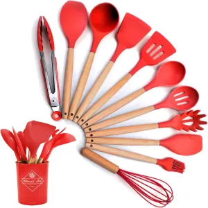 Red Non Stick Silicone Spatula Set for Cooking