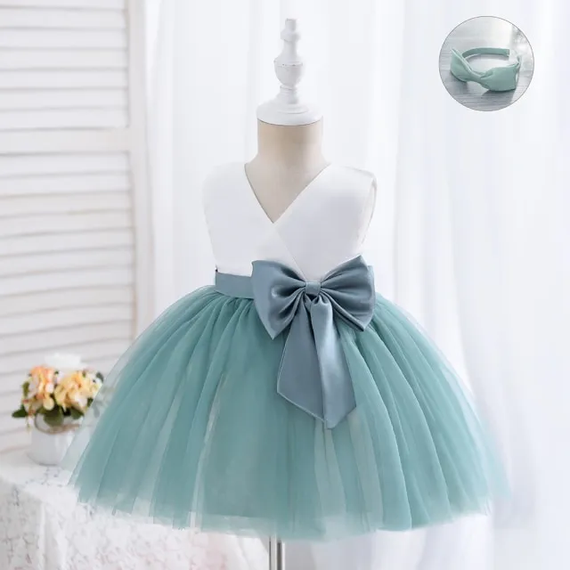 Generic Party Frock Green For Girls 12-18M - image 2
