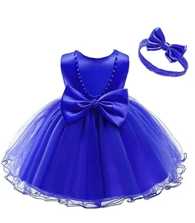 Generic Blue Party Casual Frock Dress For Girls 1-6 Years - image 2