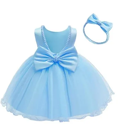 Generic Party Casual Frock Dress Light blue For Girls 1-6 Years - image 2