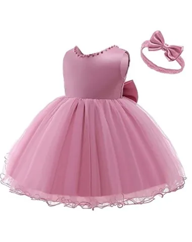 Generic Pink Party Casual Frock Dress For Girls - image 1