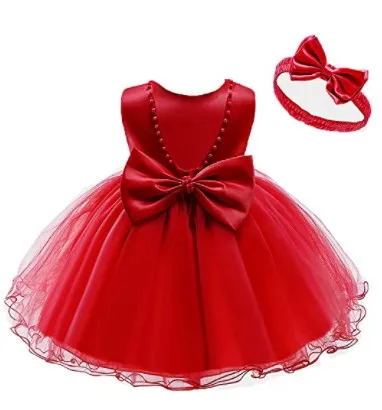 Generic Party Casual Frock Dress Red For Girls 1-6 Years - image 2