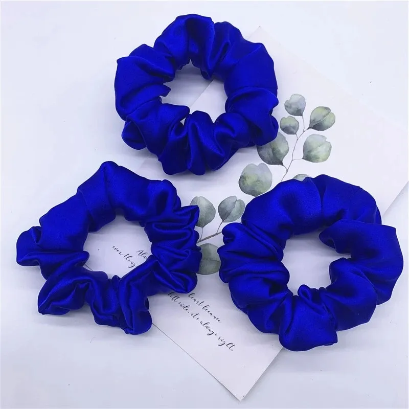 Generic M,Blue 3 Pieces 100% Pure Silk Hair Scrunchie