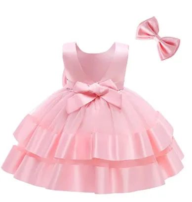 Generic Pink 2Y Party Casual Frock Dress For Girls - image 1