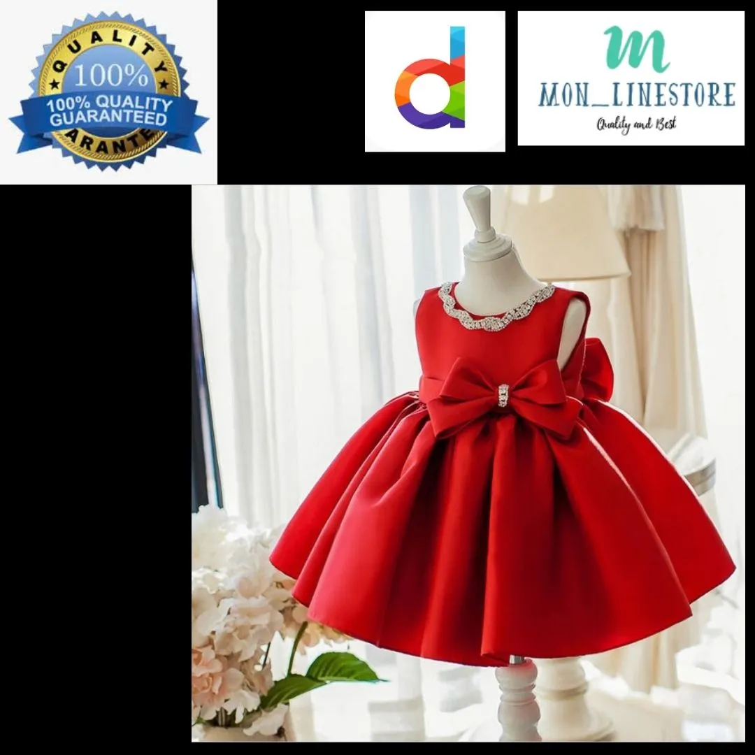 Monline Store Frock Dress Red 10Y Party Wedding Casual - image 1