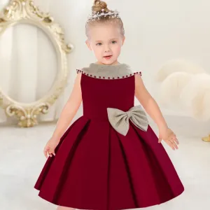 Monline Party Casual Frock Dress Red For Girls 1-6 Years