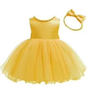 Generic Party Casual Frock Dress Yellow 1-6 Years