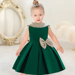 Green Party Casual Frock Dress For Girls 1-6 Years