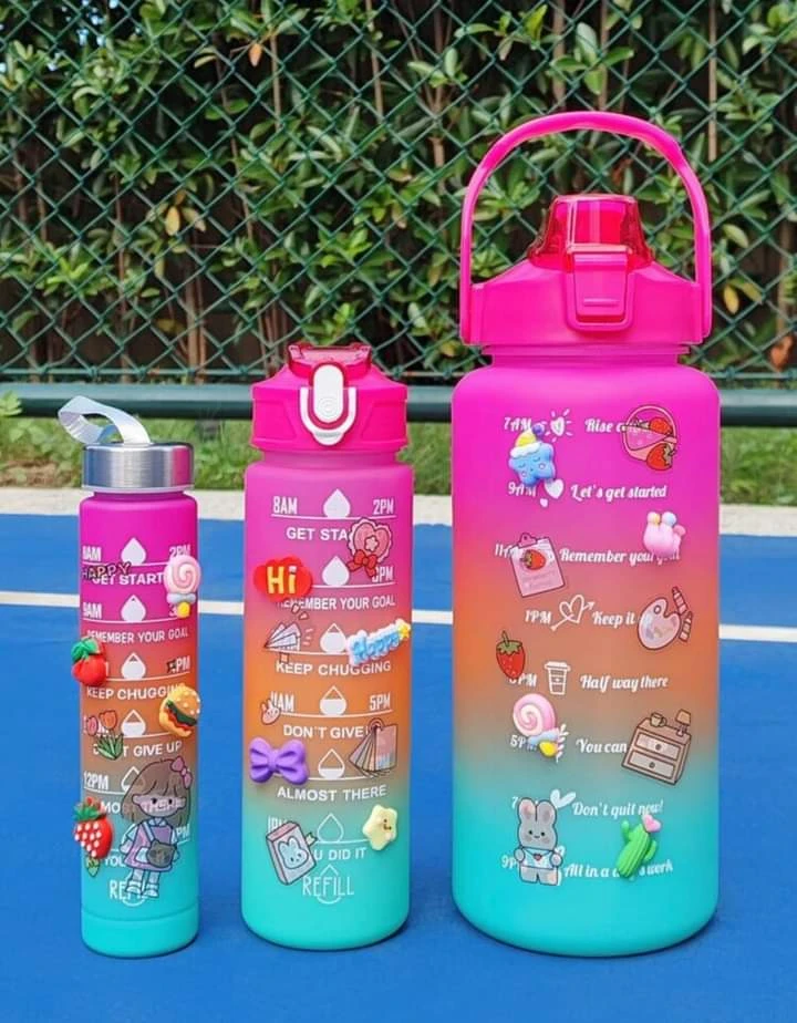 Generic 3-in-1 Water Bottle Set with Motivational Features - image 3