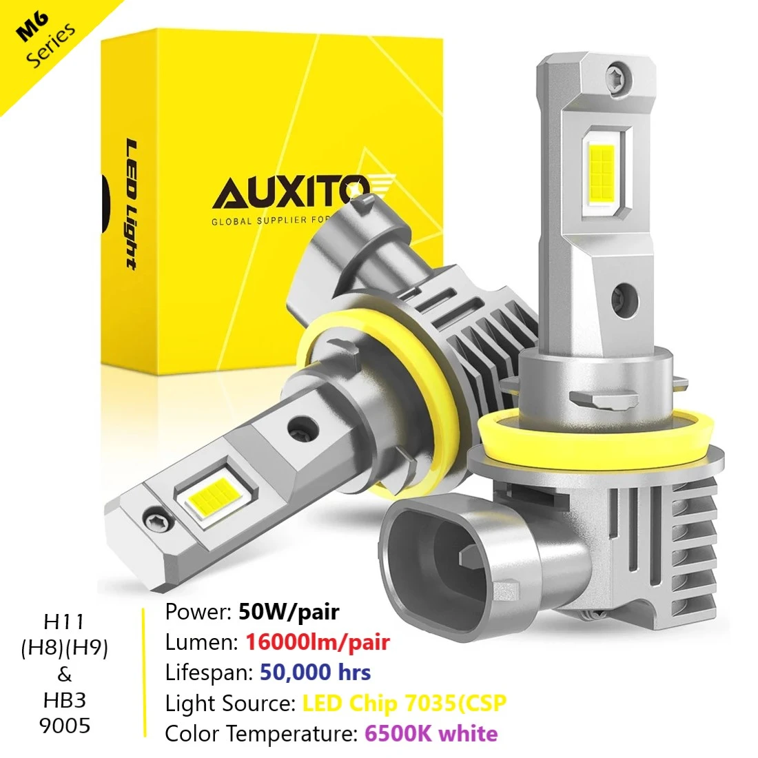 AUXITO 9005 HB3 H11 LED Nofan Headlight Bulb