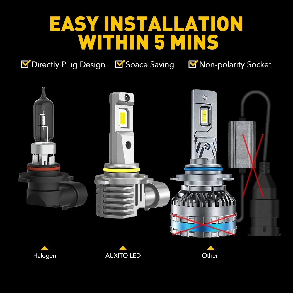 AUXITO 9005 HB3 H11 LED Nofan Headlight Bulb - image 8