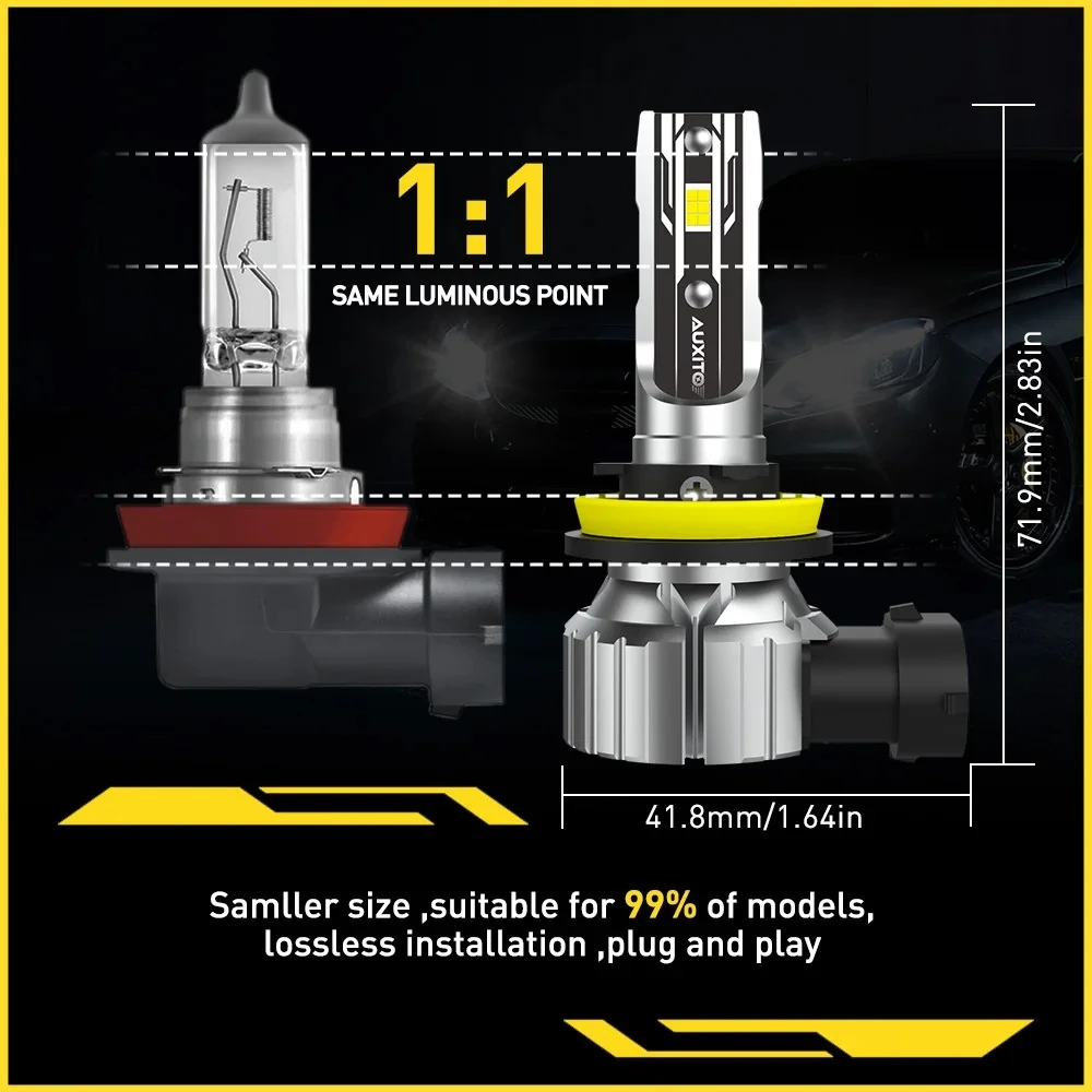 AUXITO H8 H9 H11 H16J 9005 HB3 LED Headlight Bulb 6500K - image 2